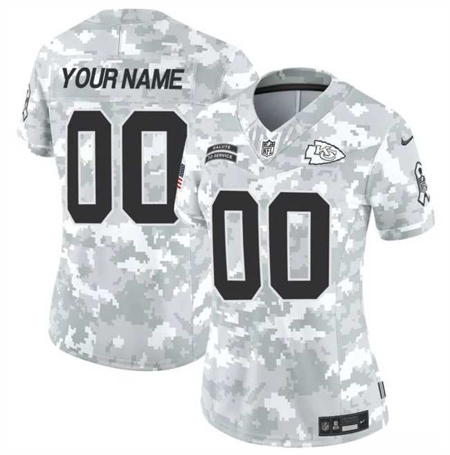 Womens Kansas City Chiefs Active Player Custom 2024 F.U.S.E Arctic Camo Salute To Service Limited Stitched Football Jersey(Run Small)